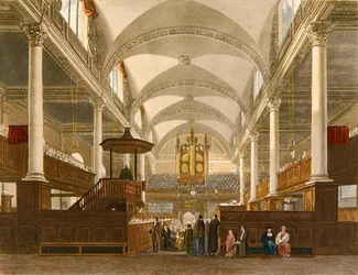 Christ Church, Newgate Street, c.1810 (cor litho)