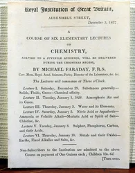 Folheto de Natal para seis palestras elementares sobre química, por Michael Faraday (1778-1829) 3 de dezembro de 1827