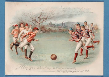 Cartão postal de Natal de um jogo de futebol, 1892