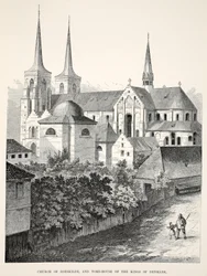 Igreja de Roeskilde e tumba-casa dos reis da Dinamarca, de um memorial do casamento de Eduardo VII e Alexandra da Dinamarca, pub. 1864 (gravura em madeira)