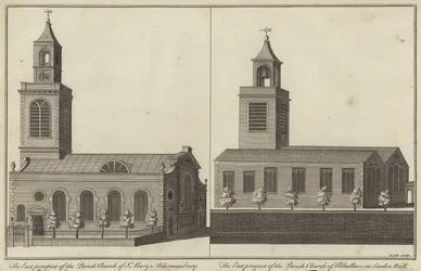 Igreja, de, st, mary, aldermanbury, e, igreja, de, Allhallows, ligado, londres, parede, londres