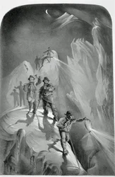 Escalada à noite, a partir de dez cenas na última subida do Mont Blanc, incluindo cinco vistas da cimeira, por JDH Browne, publicado em 1853
