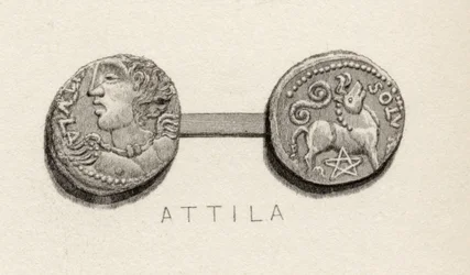 Moeda da época de Átila, rei dos Hunos
