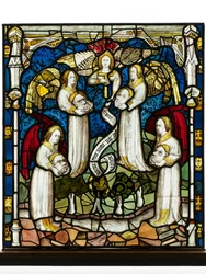 Painel conservado da Grande Janela Leste na Catedral de York: "Os Anjos com os Ventos e o Selo"