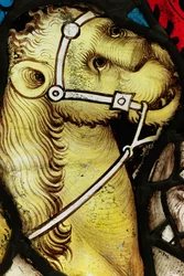 Seção conservada da Grande Janela Leste na Catedral de York: &39;O Exército dos Cavaleiros&39;