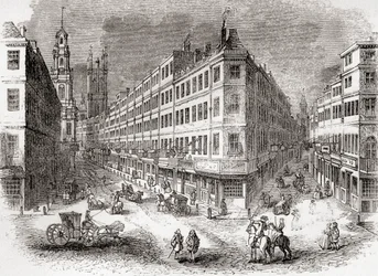 Cornhill, The Exchange e Lombard Street, Londres, Inglaterra, em meados do século XIX, da Velha Inglaterra: Um Museu Pictórico, pub. 1847