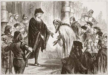 Cosmo eu recebendo seus amigos e clientes, ilustração da história do protestantismo por James Aitken Wylie (1808-1890), bar. 1878