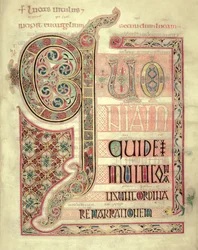 Cott Nero DIV f.139 Página Incipit do Evangelho de São Lucas, dos Evangelhos de Lindisfarne, 710-721 (vellum)