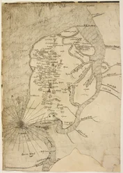 Algodão Augustus I.i f.51 Mapa da Ilha de Sheppey atribuído ao cartógrafo Robert Lythe