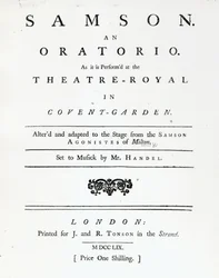 Capa de Partituras para Samson, um Oratorio by Handel, publicado em 1759