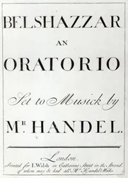 Capa da partitura de Belshazzar de Handel, publicada em 1745