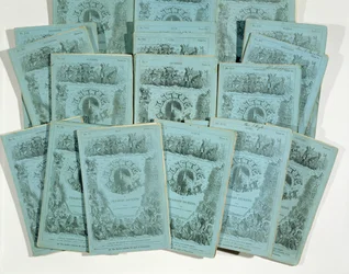 Capas das edições mensais de Little Dorrit, de Charles Dickens (1812-1870), publicadas c. 1856