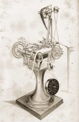 Crabtrees Máquina de definição de cartões exposta na Grande Exposição 1851