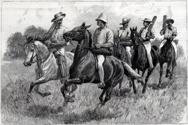 Cricket na Austrália, uma equipe que vai para o Up-Country para jogar uma partida. Ilustração para O Gráfico