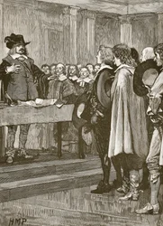 Cromwell recusando a coroa, ilustração da história ilustrada de Cassells da Inglaterra (foto sépia)