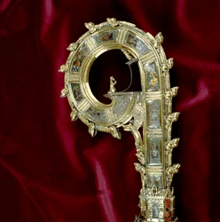 Crook do crozier de William of Wykeham (c.1320-1404): lado de Paulo (prata dourada) (detalhe) (ver 205100-32)