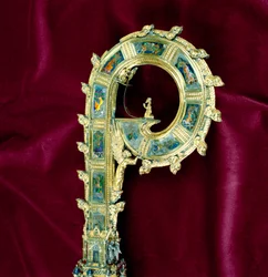 Crook do crozier de William of Wykeham (c.1320-1404): lado Peter (prata dourada) (detalhe) (ver 205100-32)