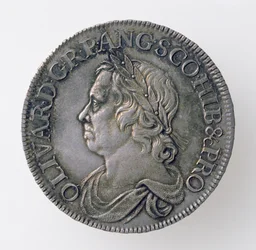 Coroa de Oliver Cromwell (1599-1658), London Mint, 1658 (anverso) (prata) (para reverso ver 168062)
