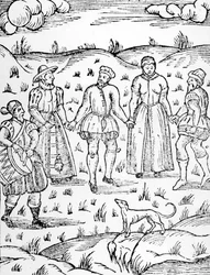 Dançando com um baterista, do Doome advertindo todos os homens ao julgamento por Stephen Bateman, 1581