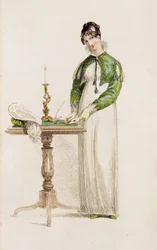 Vestido de dia, placa de moda de Ackermanns Repository of Arts