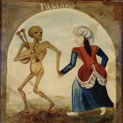 Morte levando uma mulher pagã