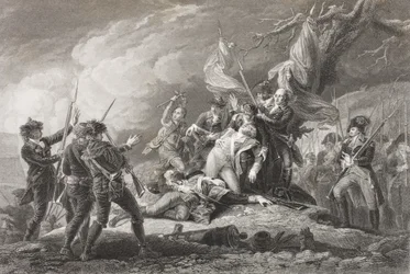 Morte do general Montgomery na batalha de Quebec, 1775, da "Galeria de Retratos Históricos", publicada em 1880