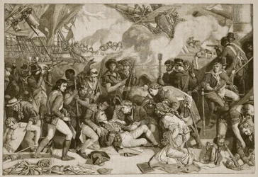 Morte de Nelson, ilustração da história ilustrada de Cassells da Inglaterra (foto sépia)