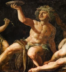 Detalhe do painel pintado, Sala Elysium, Castelo Bolsover (óleo sobre painel)