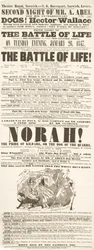 Dickens playbill: A Batalha da Vida, no Theatre Royal, Norwich, 26 de janeiro de 1847