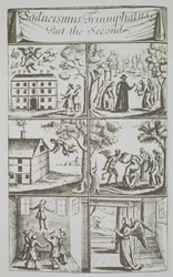 Diversas Manifestações do Diabo, cópia de uma ilustração do Sadducismus Triumphatus Part II, de Joseph Glanvil, Londres, 1681, usado em uma História da Magia, publicado no final do século XIX