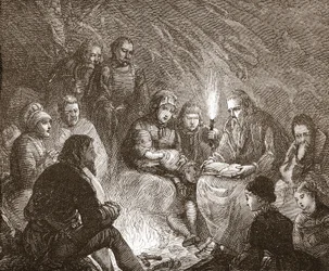 Protestantes holandeses em esconder, ilustração da história do protestantismo por James Aitken Wylie (1808-1890), bar. 1878