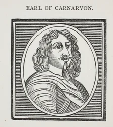Conde de Carnarvon, ilustração dos Chap-livros do século XVIII por John Ashton, bar. 1882