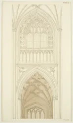East side of South Transept of St Mary Redcliffe (lápis e aguarela sobre papel)