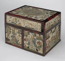 Caixão bordado, c.1660 (seda, lona, madeira, tartaruga e montagens de prata)