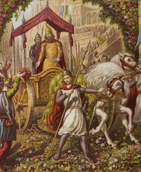 A segunda entrada de Emmanuel em Mansoul, ilustração de &39;The Holy War&39; de John Bunyan (1628-88)
