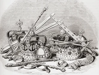 Regalia inglesa, da Velha Inglaterra: Um Museu Pictórico, pub. 1847