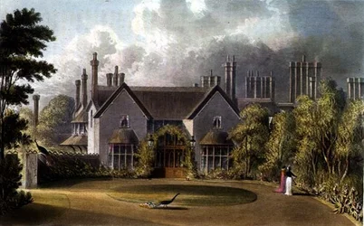 Entrada da Frente de Sua Majestade, Windsor Great Park, de R. Ackermann (1764-1834) 