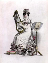 Vestido de noite/Opera, placa de moda do Ackermann