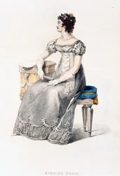 Vestido de noite, placa de moda de Ackermanns Repository of Arts