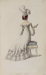Vestido de noite, placa de moda de Ackermanns Repository of Arts