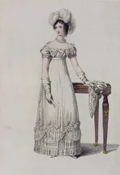 Vestido de noite, placa de moda de Ackermanns Repository of Arts