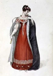 Vestido de noite ou vestido de baile, placa de moda do Ackermann