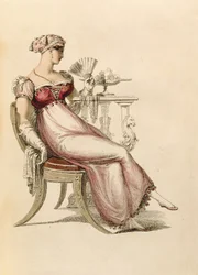 Vestido de noite ou vestido de baile, placa de moda de Ackermanns Repository of Arts