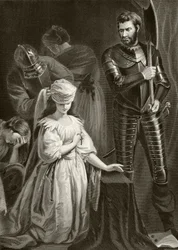 Execução de Maria, rainha dos escoceses, 8 de fevereiro de 1587, de "The National and Domestic History of England" de William Hickman Smith Aubrey (1858-1916) publicado em Londres, c.1890 (litografia)