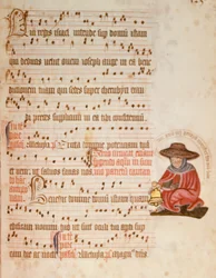 F.127 Folha de Música com um Desenho de um Leproso, c.1400 (velino)