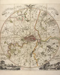 Mapa do País de Fairburn, doze milhas à volta de Londres