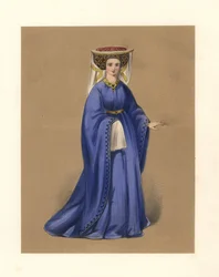Moda durante os reinados do Rei Henrique IV e V, ilustração de 