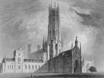Abadia de Fonthill do noroeste, de ilustrações gráficas e literárias da abadia de Fonthill por John Britton, 1823