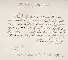 Recibo do Hospital Foundling, assinado por William Hogarth