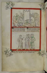 Da história de Gideon (Jeroboal), detalhe de uma iluminação manuscrita da Rainha Mary Psalter, MS Royal 2 B VII, f. 37v